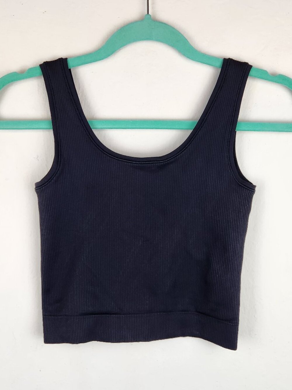 Athleta Girl Rise Above Rib Crop Tank Top Black sz L/12